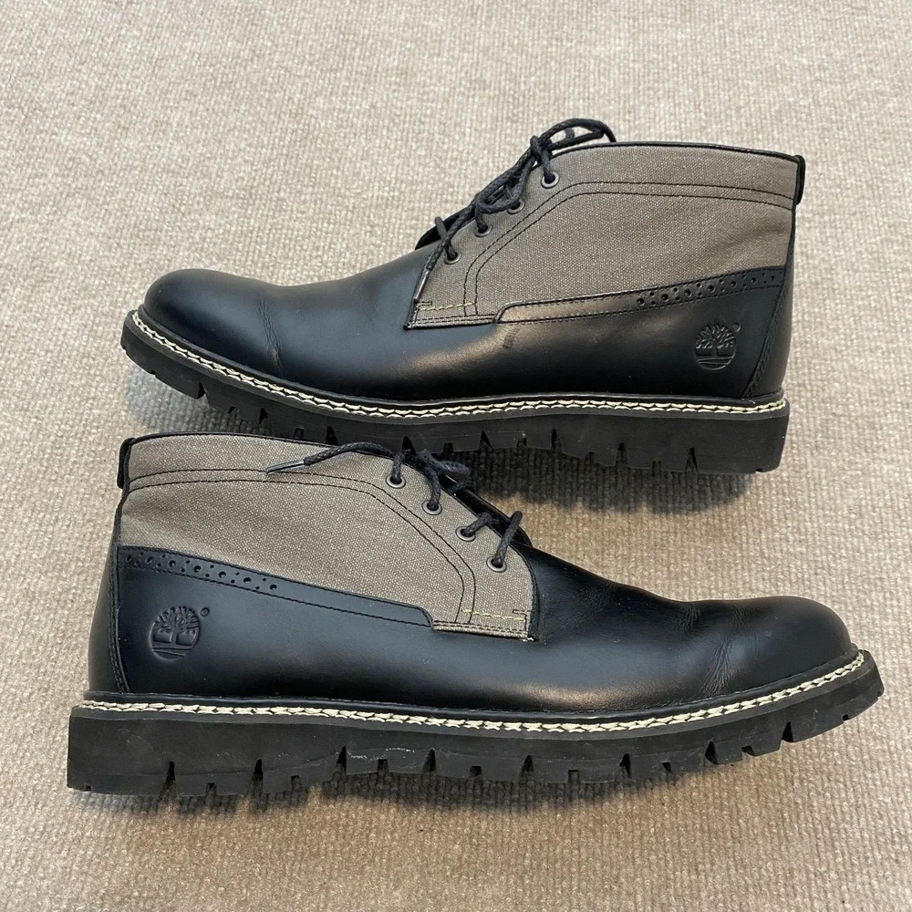 Timberland Boots Mens Size 12 Black Leather Chukka Ankle SensorFlex Casual A17EH